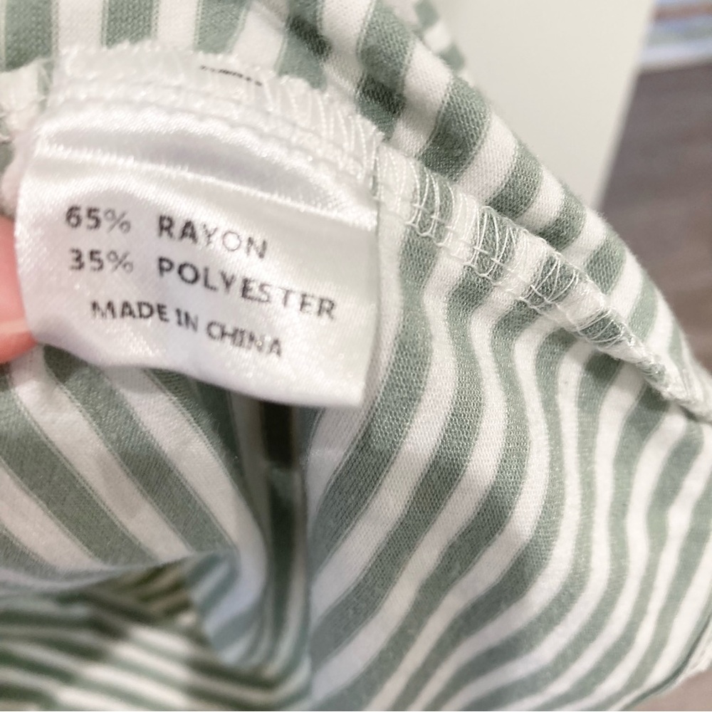 Striped T-shirt dress green and white with pockets Merokeety summer casual - Picture 9 of 14